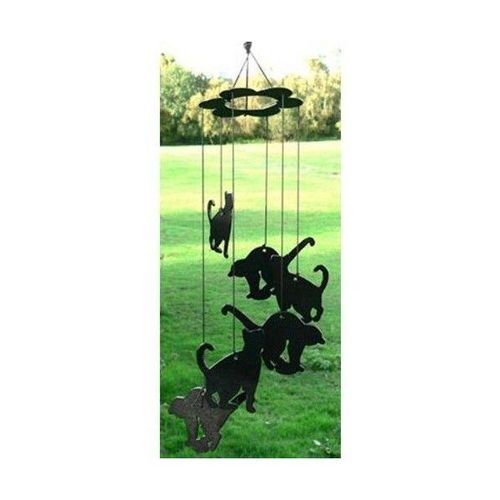 Carillon A Vent Décoré De Sis Silhouettes De Chatons