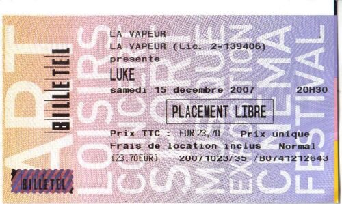 Ticket Concert Luke À La Vapeur Dijon 2007