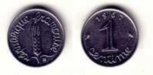 France = Pièce De 1 Centime, Type Épi, Année 1967, En Acier, État Spl.