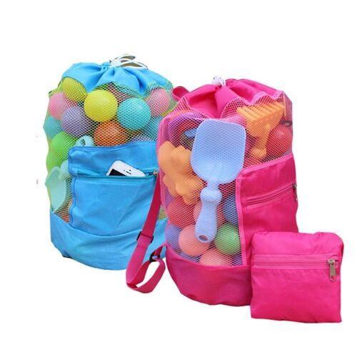 Bébé Pliable Mer Stockage Maille Sacs Net Sac Pour Enfants Plage Sable Jouets Enfants Eau Salle De Bains Vêtements Serviettes Sac À Dos Été 2019