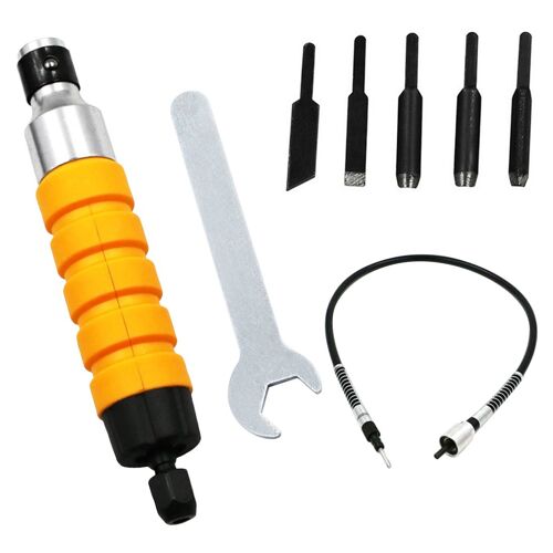 1 Ensemble Ciseau À Bois Sculpture Ensemble D'outils Meubles Sculpture Sur Bois Outil Ciseau Électrique + 5 Embouts De Sculpture Clé Flexible Flex Arbre