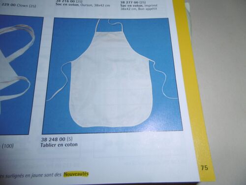 Tablier De Cuisine 60x85cm 100% Coton Popeline Blanche Arty's Cap.1 Playjeux Ar07