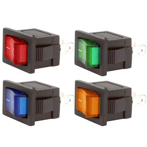 5 Pièces Rouge Vert Jaune Bleu Bouton Poussoir Mini Interrupteur 6a-10a 250v 2pin Snap-In On/Off Interrupteur À Bascule 21*15mm