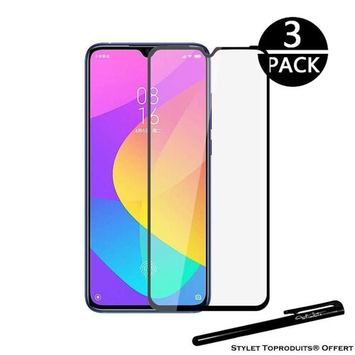 [3pack] Verre Trempé Pour Xiaomi Mi 9 Lite Film De Protection Bords Noir Avec Stylet Toproduits®