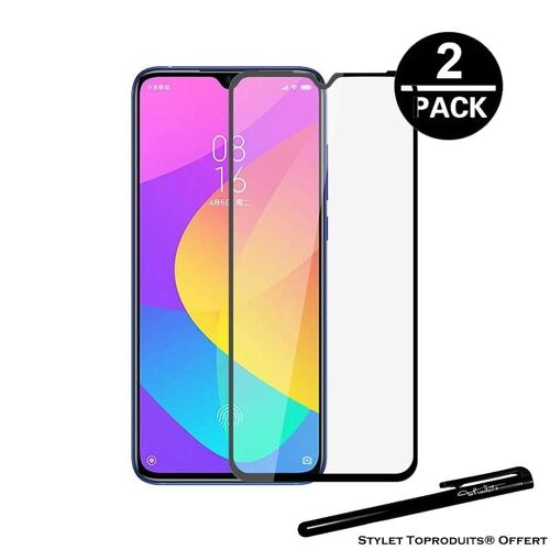 [2pack] Verre Trempé Pour Xiaomi Mi 9 Lite Film De Protection Bords Noir Avec Stylet Toproduits®