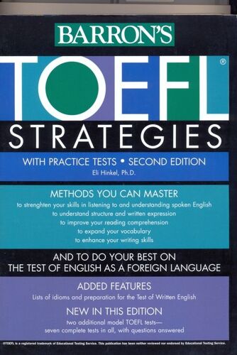 Barron's Toefl Stategies Second Edition With Practice Tests   de ELI HINKEL   Format Relié (Livre)