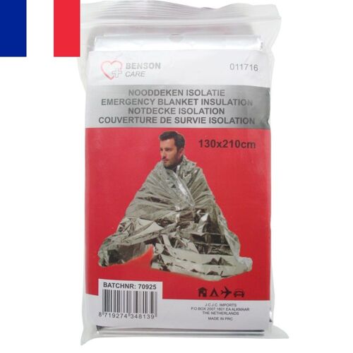 Couverture De Survie Urgence Isolation Thermique Imperméable 210 X 130 Cm