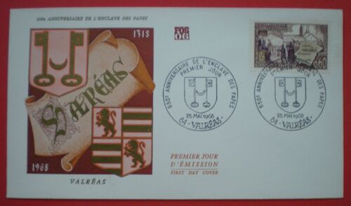 Fdc - 650ème Anniversaire De L'enclave Des Papes - Enveloppe Premier Jour D'émission - Valréas (84) - 25 Mai 1968