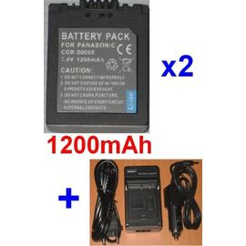 Chargeur + 2 Batteries Pour Panasonic CGA-S006 CGA-S006E CGA-S006E/ 1B, CGR-S006 CGR-S006A/ 1B, CGR-
