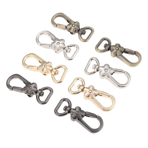 XM Fermoirs à boucle en métal 5 pièces Sacs à main fermoirs à fleur homard en métal Clips pivotants crochets à pression sac porte-clés accessoires