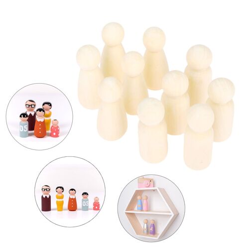 Xm Poupées Chevilles En Bois Inachevé Femmes/Hommes Artisanat En Bois Jouets De Peinture Bricolage Décoration De Mariage De Maison 55mm 10 Pièces