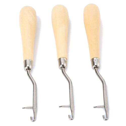 Xm Perruques D'aiguilles De Tricotage Loquet À Manche En Bois Loquet À Crochet Pour Tissage De Cheveux Extensions De Tricot Outils De Coiffure Outils De Réparation De Tapis 3-1 Pièces