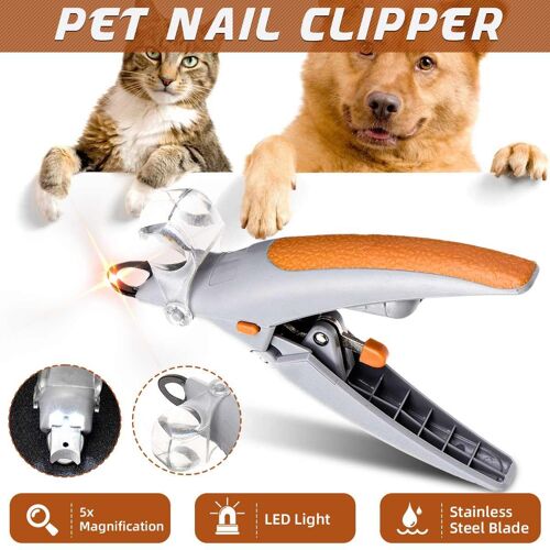 Xm Professionnel Chien Chat Coupe-Ongles Tondeuse Avec Lumière Led Loupe Lentille Toilettage Meuleuses Électriques Ciseaux Orteil Griffe Ongles