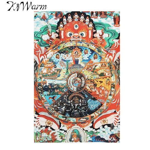 Xm Tissu De Soie Brodé Pour Le Tibet Cadeau De Peinture Décoration Bouddhiste Samsara Amitabha Bouddha Buddhas Thangka Thanka