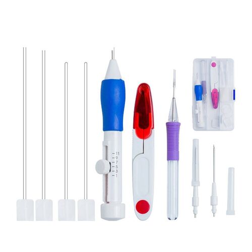 Xm Kit De Démarrage De Broderie Ensemble Complet Stylo À Broder Magique Poinçon Aiguille Cerceaux Fils Couture Poinçon Stylo Ensemble Artisanat Outil Pour Débutant