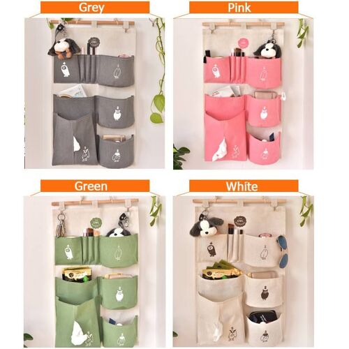 XM Sac de rangement Sac de rangement en tissu multicouche coton et lin sac de rangement suspendu au mur sac de rangement organisateurs suspendus à 7 poches