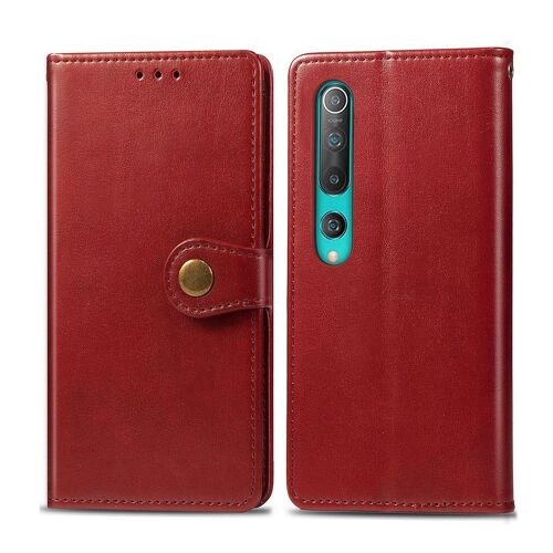 Xiaomi Mi 10 Pro Coque, Saturcase Premium Pu Cuir Flip Fermoir Magnétique Rond Portefeuille Support Protecteur Coque Housse Étui Avec Dragonne Pour Xiaomi Mi 10 Pro (Rouge)