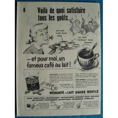 Publicité Papier - Nescafé & Lait Sucré Nestlé De 1956