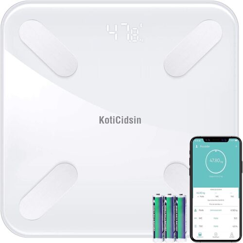 Koticidsin Pèse Personnes Impédancemètre, Balance Pèse-Personne Bluetooth, Ecran Rétroéclairé Led Blanc