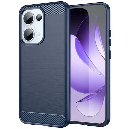 Coque Pour Oppo Reno 13 5g - Housse Etui Silicone Gel Carbone + Verre Trempe - Bleu Fonce