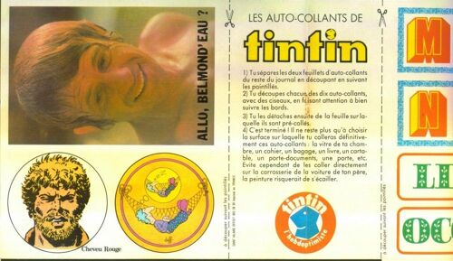Tintin L'hebdoptimiste - Autocollant - Belmondo - 1973.