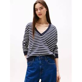 Pull À Col En V Et Drapeau Brodé