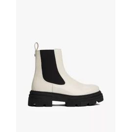 Bottines Chelsea En Cuir Brillant Crantées