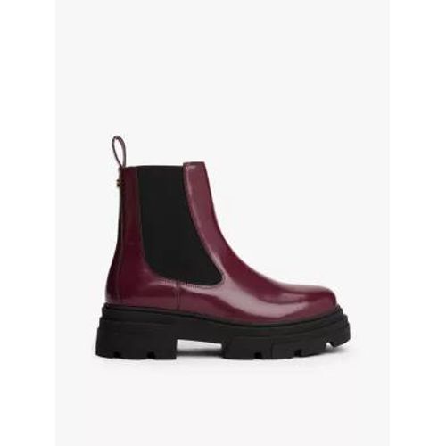 Bottines Chelsea En Cuir Brillant Crantées