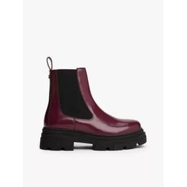 Bottines Chelsea En Cuir Brillant Crantées