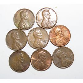 Lot De 8 Pièces De 1 Cent Usa Lincoln Memorial Penny Année 1972 1979 Atelier D Usa_36
