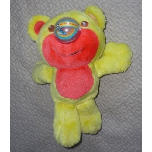 Nosy Bears Ours Jaune Et Rouge Peluche Ancienne 30 Cm