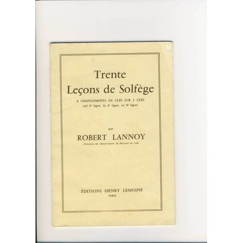 Trente Leçons De Solfège, Lannoy, Changements De Clés Sur 3 Clés
