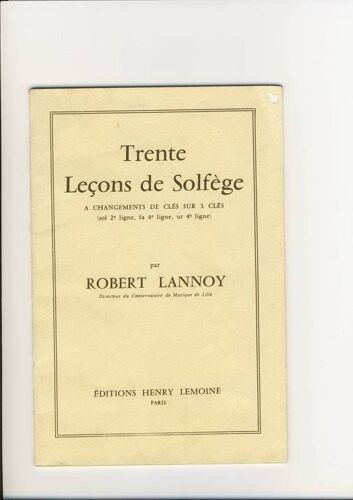 Trente Leçons De Solfège, Lannoy, Changements De Clés Sur 3 Clés
