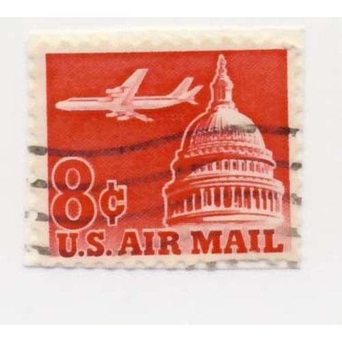 Timbre U S A, U S Air Mail 8 Cents Rouge, Oblitéré
