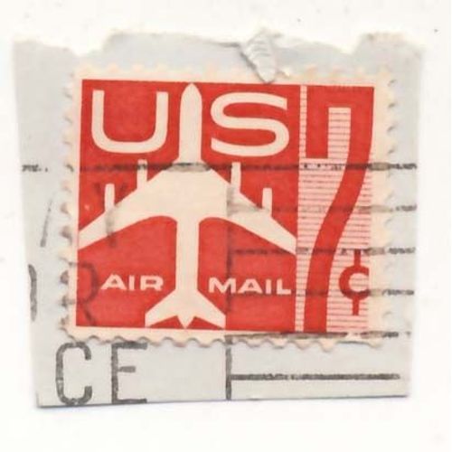 Timbre U S A, Us Air Mail Rouge, 7 Cents, Oblitéré