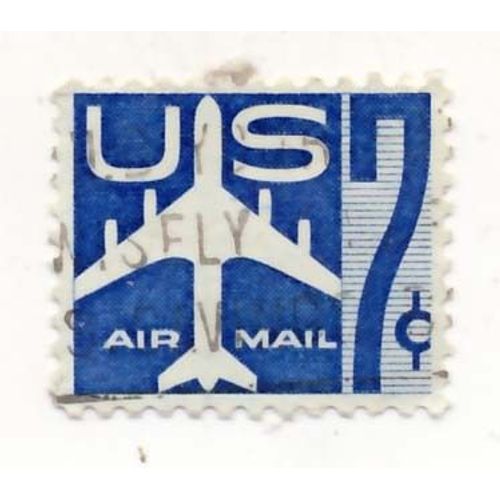 Timbre U S A, Us Air Mail Bleu, 7 Cents, Oblitéré