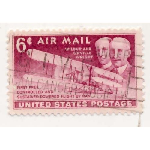 Timbre U S A, First  Free Controlled And Sustained Powered Flight By Man, 6 Cents, Oblitéré