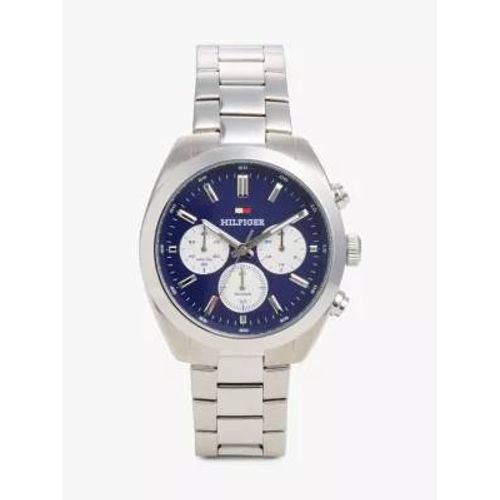 Montre Chronographe À Maillons Et Cadran Bleu