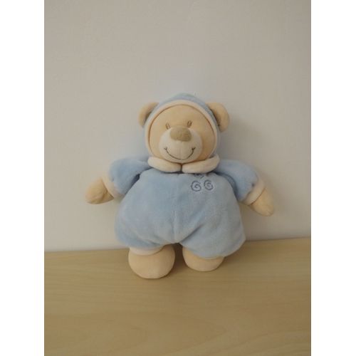 Doudou Ours Beige Bleu Spirales Jollybaby