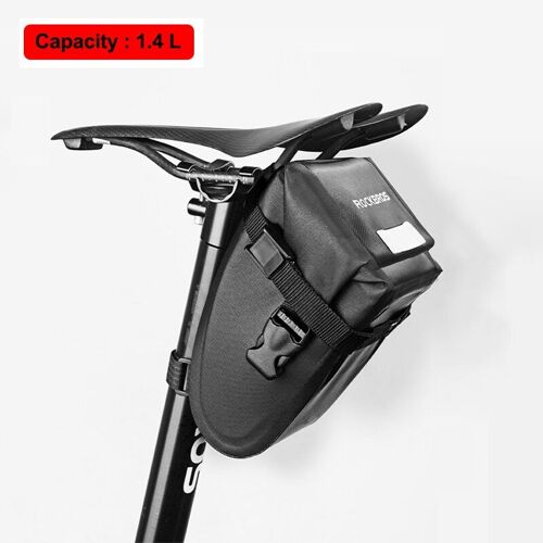As-004bk 1.4l - Sac De Selle De Vélo, Coque 3d Réfléchissante, Imperméable, Antichoc, Tube De Vélo, Sac De Tige De Selle Arrière, Accessoires De Vélo