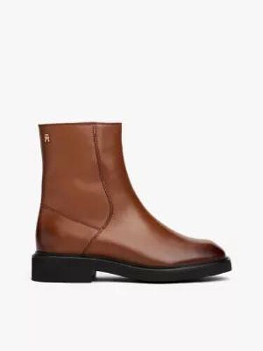 Bottines En Cuir À Bout Carré
