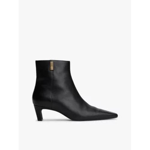 Bottines En Cuir Bout Carré Et Petit Talon