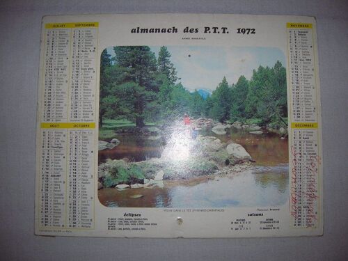 Calendrier Ptt 1972 Peche Dans Le Tet  Et Piriac