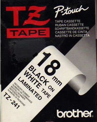 Brother - Noir sur blanc - rouleau (1,8 cm x 8 m) ruban laminé - pour P-Touch PT-1650, 18, 1830, 1880, 1950, 1960, 2100, 2110, 2430, 2700, 2710, 3600, 9800