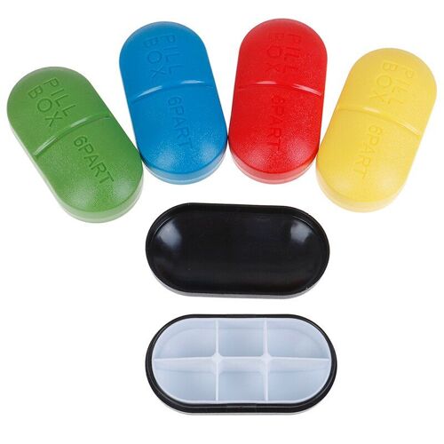 Xm 1 Pièces Portable Mini 6 Compartiment Voyage Pilule Boîte Organisateur Gomme Pilule Boîte Étui Tablette Médecine Stockage Distributeur Support Cas