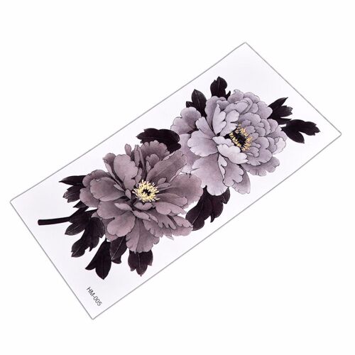 Xm Autocollant De Tatouage Temporaire Imperméable Femmes Autocollant Tatto Fleur De Pivoine Rouge Foncé Body Art Faux Tatouages Tatoo Flash 