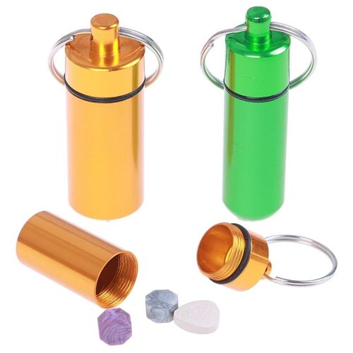 XM Vert/jaune porte-clés boîte à médicaments boîte à pilules boîte bouteille étanche en aluminium Cache porte-médicaments conteneur soins de santé