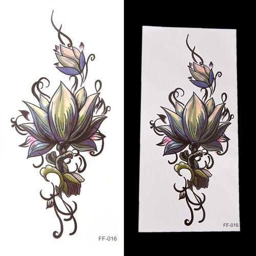 Xm 3d Noir Triangle Rose Temporaire Tatouage Femmes Poitrine Fête Croquis Fleur Tatouage Autocollant Fille Corps Bras Faux Tatto Pâte 