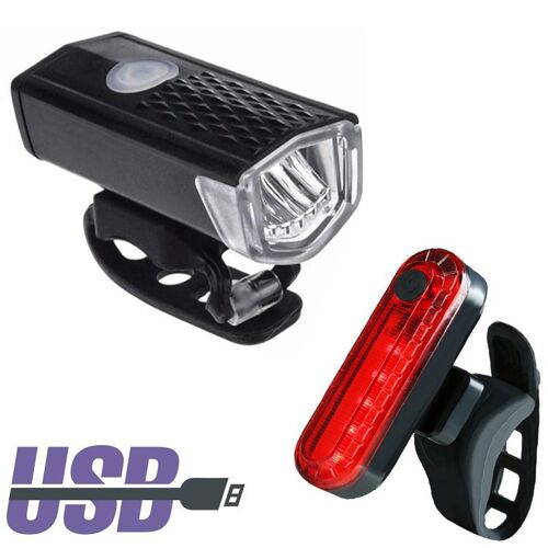 Un Ensemble De Lumières De Vélo Rechargeables Usb 300 Lumen, Phare Avant De Vélo, Lampe De Poche À Led, Lanterne De Vélo