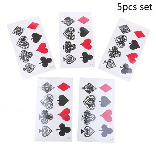 Xm Autocollants Temporaires De Tatouage De Poker De Tatouage Imperméable De 5 Feuilles Pour L'école D'enfants 